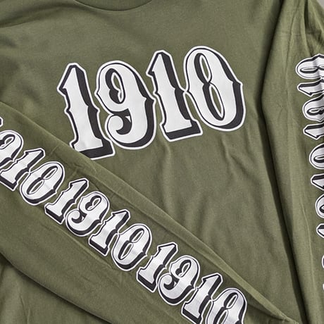 1910 9teenten Tシャツ ロンT　1910 OG Font L/S T-Shirt （Military Green） 長袖 ナインティーン テン