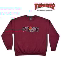 SALE THRASHER スラッシャー スウェット トレーナー ワイン ロゴ　THRASHER MAGAZINE COP CAR CREWNECK SWEAT  (MAROON)