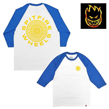SPITFIRE Tシャツ　SPITFIRE WHEELS CLASSIC ’87 SWIRL 3/4 SLEEVE RAGLAN TEE （WHITE/ROYAL） ラグラン スピットファイア