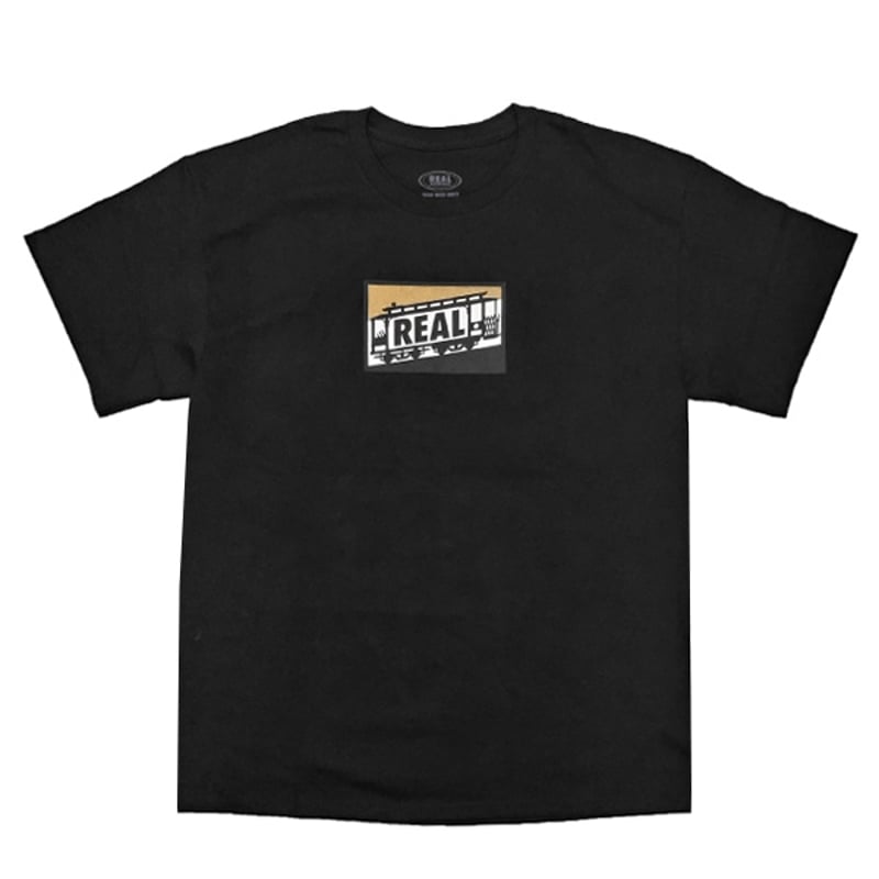 REAL SKATEBOARDS Tシャツ 半袖 リアル ブラック CABLE CAR S/S
