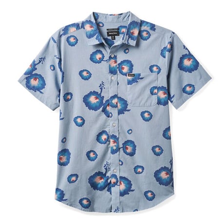 SALE BRIXTON シャツ 半袖 ブリクストン CHARTER PRINT S/S WVN SHIRT （DUSTY BLUE/PACIFIC BLUE/CORAL）
