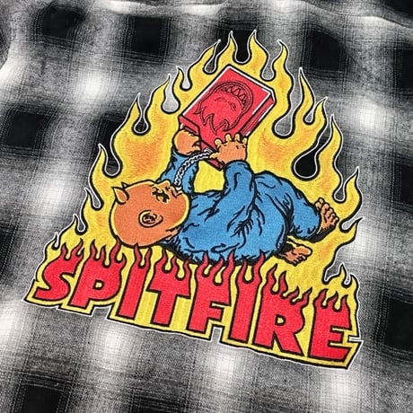 SPITFIRE WHEELS シャツ フード 長袖 スピットファイア　SPIT FIRE DEMONSEED HOODED FLANNEL SHIRT （BLACK/WHITE）
