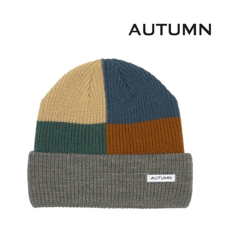 AUTUMN ビーニー 　AUTUMN HEADWEAR PATCHWORK BEANIE （GREY） オータム スノー スノーボード