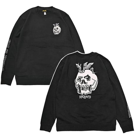 KROOKED スウェット クルキッド　KROOKED SKATEBOARDS NO MONSTER CREWNECK SWEAT（BLACK）