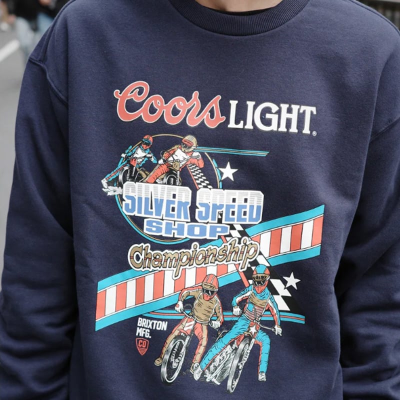 BRIXTON スウェット ブリクストン メンズ ネイビー COORS LIGHT BERM