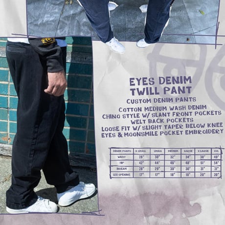 SALE KROOKED パンツ クルキッド　KROOKED SKATEBOARDS EYES DENIM TWILL PANTS （BLACK）