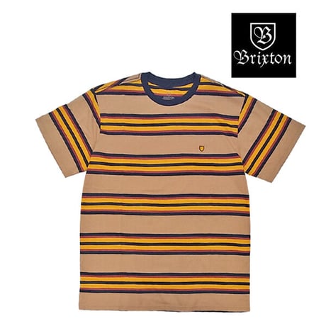 Tシャツ 半袖 メンズ ブリクストン BRIXTON HILT SHIELD S/S KNIT TEE（TAN/GOLDEN GLOW/NAVY）
