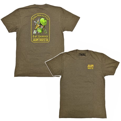 ANTIHERO SKATEBOARDS Tシャツ アンタイヒーロー グリーン系 半袖　ANTIHERO JALOPI STOP POLLUTION S/S TEE (HEATHER ARMY)