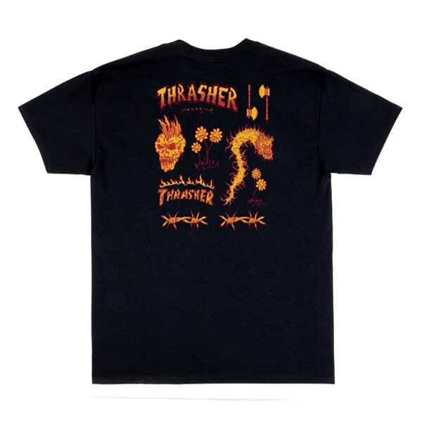 THRASHER 炎ロゴ Tシャツ 黒 Amazon | スラッシャー 炎 Tシャツ - ブラック US サイズ: Large