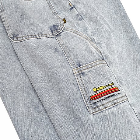 KROOKED デニム パンツ クルキッド　KROOKED SKATEBOARDS KOFFIN CARPENTER PANTS （BLEACHED DENIM）