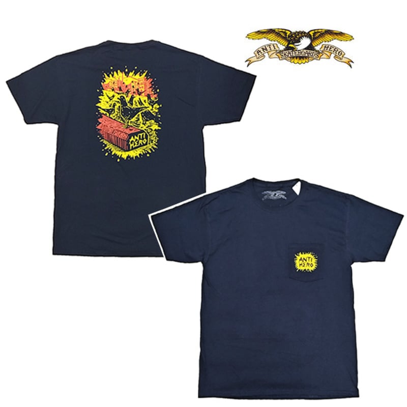 Supr HERO SKATEBOARD Tシャツ Lサイズ ブラック ANTIHERO SKATEBOARDS Tシャツ アンタイヒーロー ネイビー 半袖