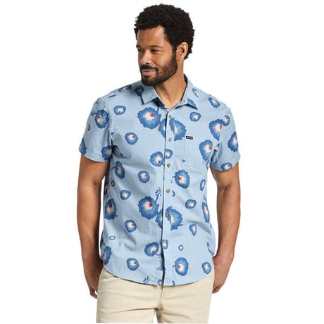 SALE BRIXTON シャツ 半袖 ブリクストン CHARTER PRINT S/S WVN SHIRT （DUSTY BLUE/PACIFIC BLUE/CORAL）