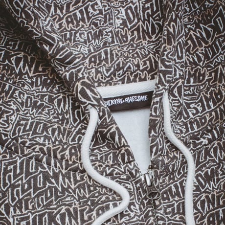 FUCKING AWESOME ファッキンオーサム ジップアップ フーディー パーカ　FUCKINGAWESOME Burnt Sticker Stamp Zipped Hoodie （AOP）