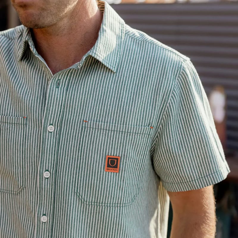 BRIXTON シャツ 半袖 ブリクストン メンズ グリーン ASSEMBLY S/S WOV