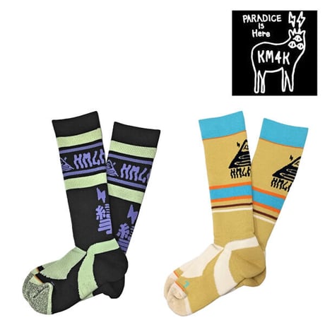 KM4K スノーソックス　MTN SNOWBOARD SOX ANDSOX SK8 MTN ＆ Fade MTN  （Black/Ren　Corn/Sky） カモシカ
