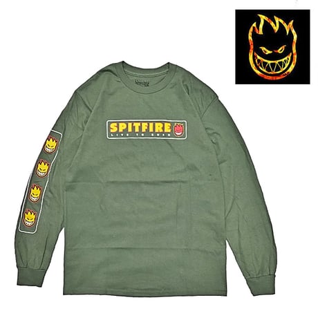 SALE SPIT FIRE WHEELS Tシャツ 長袖 スピットファイア　LTB L/S TEE （MILITARY GREEN）