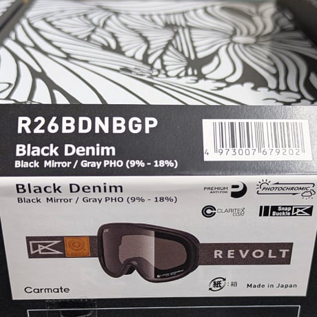 25-26 ゴーグル リボルト スノーボード SUPER LIGHT FRAME Black Denim R26BDN 調光レンズ