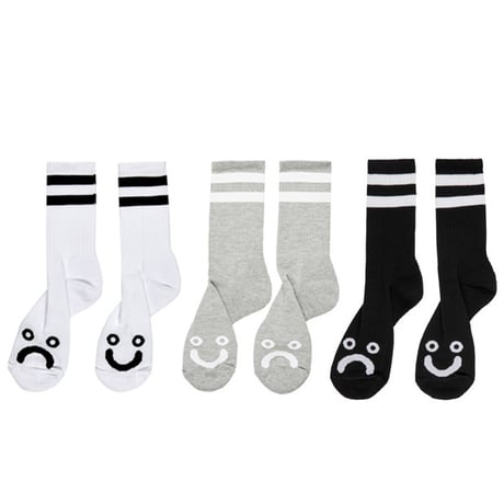 POLAR SKATE CO ソックス ポーラー ホワイト グレー ブラック　HAPPY SAD SOCKS  （3カラー）
