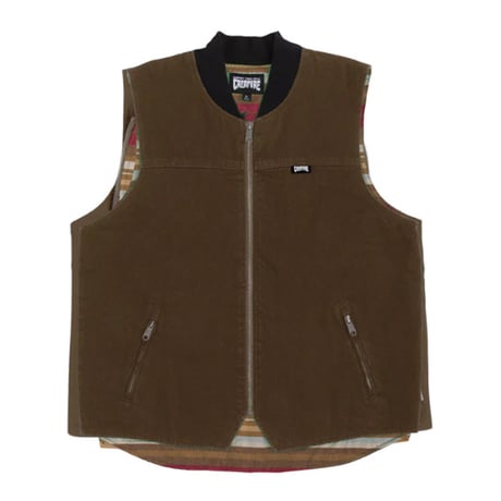CREATURE SKATEBOARDS ベスト クリーチャー　BONEHEAD FLAME VEST WORK TOP （Brown）