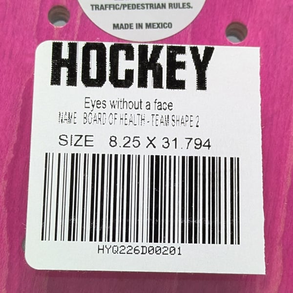 HOCKEY デッキ ホッケー 8.25インチ Board Of Health Shape