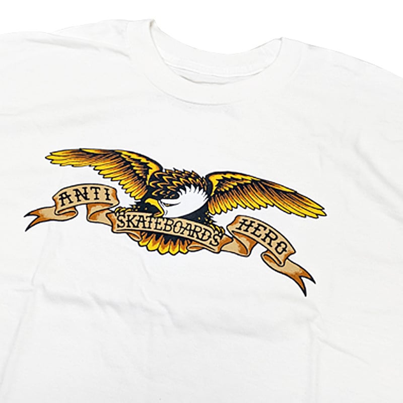 ANTIHERO SKATEBOARDS Tシャツ アンタイヒーロー 白 長袖 EAGLE B