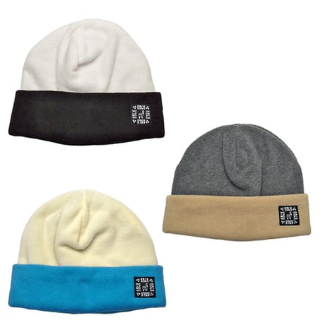 SALE フリース キャップ メンズ レディース カモシカ KM4K FLEECE CAP2 （BLACK/WHITE　BEIGE/D.GREY　TURQUOISE/CREAM）