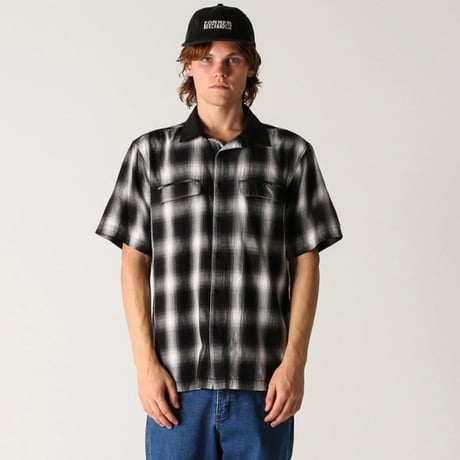 FORMER シャツ 半袖 フォーマー　FORER BROADCAST PLAID SS SHIRT （BLACK）