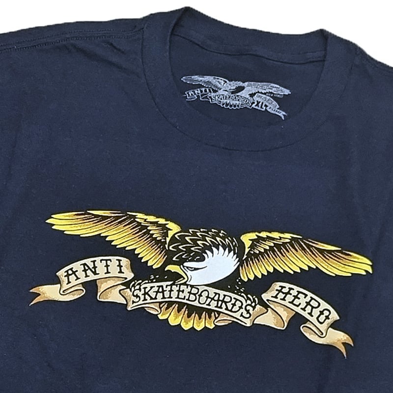 ANTIHERO SKATEBOARDS Tシャツ アンタイヒーロー 半袖 ネイビー
