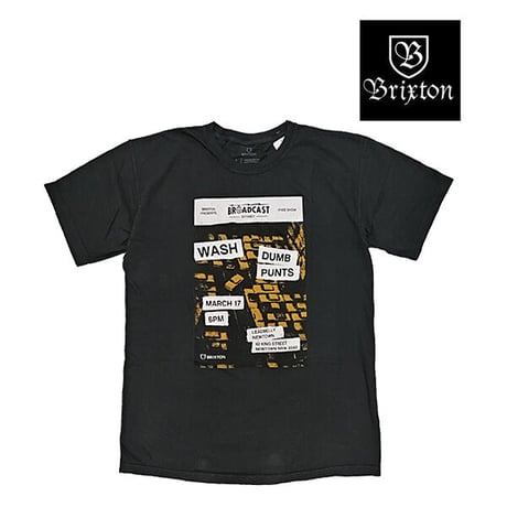 SALE BRIXTON Tシャツ 半袖 ブリクストン 黒　SYDNEY BROADCAST S/S SST（BLACK GARMENT DYE）