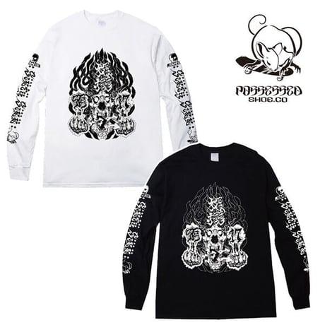 【L XL】 ロンT メンズ レディース ポゼスト シューズ SKULL SKATES、SIXTY SIXX、POSSESSED SHOE "根搦" L/S TEE （WHITE　BLACK）