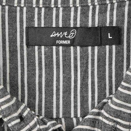 FORMER シャツ 半袖 フォーマー グレー系 ストライプ　REYNOLDS STRIPE SS SHIRT（BLACK）