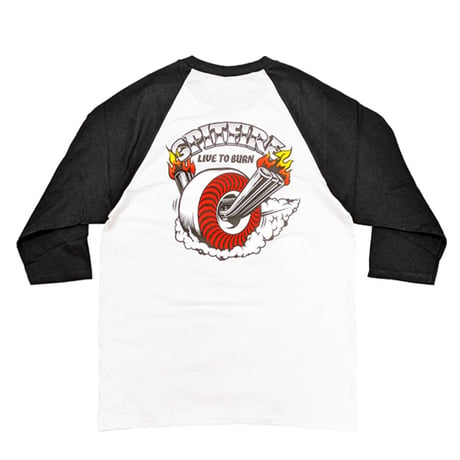 SPITFIRE WHEELS Tシャツ ７分袖 スピットファイア　BURNOUT 3/4 SLEEVE RAGLAN TEE （WHITE/BLACK）