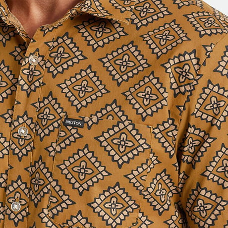 SALE BRIXTON シャツ 半袖 ブリクストン ブラウン　CHARTER PRINT S/S WVN SHIRT