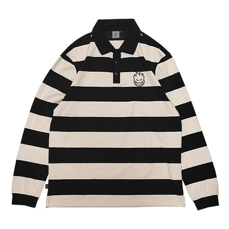 SPITFIRE WHEELS  ラグビーシャツ スピットファイア 黒Ｘベージュ　SPIT FIRE BIGHEAD RUGBY L/S SHIRT （OFF WHITE/BLACK）