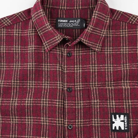 FORMER シャツ 長袖 チェック フォーマー　REYNOLDS FLANNEL LS SHIRT （RED）