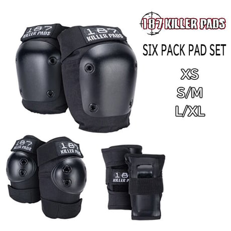 187 KILLER PADS SIX PACK PAD “KNEE・ELBOW・WRIST”  （BLACK） ワンエイトセブン キラーパッド スケートボード プロテクター 大人用