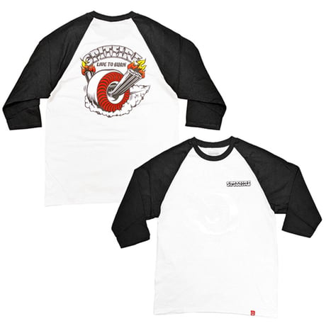 SPITFIRE WHEELS Tシャツ ７分袖 スピットファイア　BURNOUT 3/4 SLEEVE RAGLAN TEE （WHITE/BLACK）