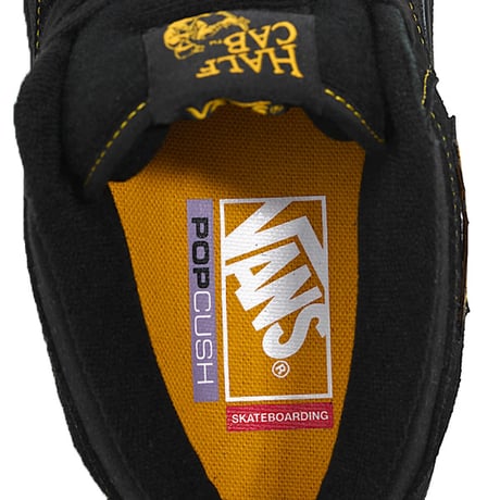 VANS スケートハーフキャブ バンズ スニーカー ブラック　SKATEBOARDING SKATE HALF CAB (BLACK/MUSTERD）VN0A5FCDBLN