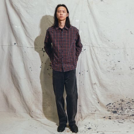 FORMER シャツ 半袖 チェック ブラウン フォーマー　FORMER VIVIAN CHECK LS SHIRT （NAVY）