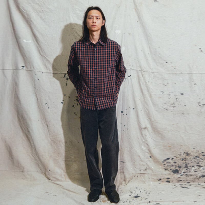 FORMER シャツ 半袖 チェック ブラウン フォーマー FORMER