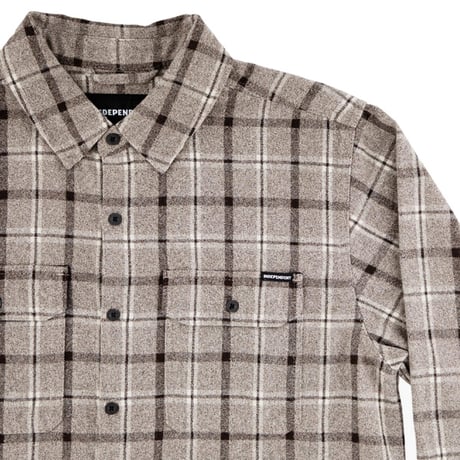 INDEPENDENT SKATEBOARD  シャツ 長袖 インディペンデント Belmont Independent Longsleeve Flannel Shirt （Concrete）