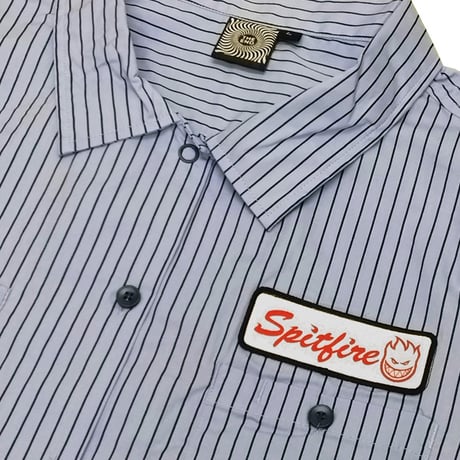 SPITFIRE WHEELS シャツ 半袖 スピットファイア　SPIT FIRE CHROME UENOM CUSTOM S/S WORK SHIRT （LIGHT BLUE）