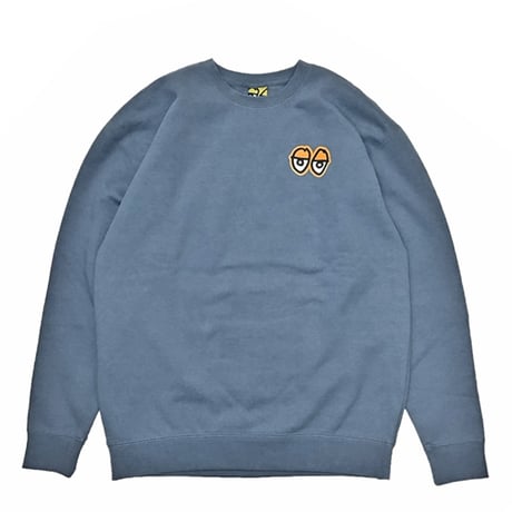 SALE KROOKED スウェット クルキッド　STRAIT EYES HEAVYWEIGHT PULLOVER CREWNECK SWEAT（STORM BLUE）
