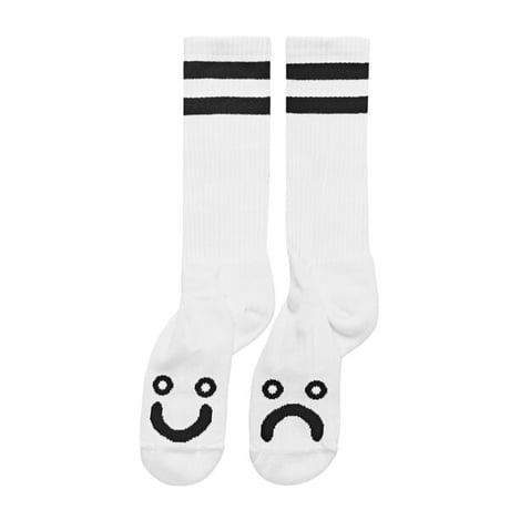 POLAR SKATE CO ロング ソックス ポーラー メンズ ブラック ホワイト　HAPPY SAD SOCKS - LONG （2カラー）