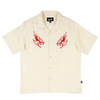SALE WELCOME SKATEBOARDS シャツ ウェルカム 半袖　HELLION EMBROIDERED LINEN SHIRT (BONE） 半袖 ウェルカム