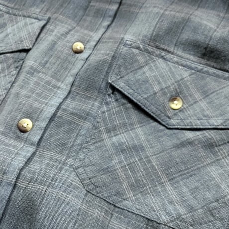 BRIXTON シャツ 半袖 ブリクストン メンズ 青　MEMPHIS LINEN BLEND S/S WOVEN SHIRT （Flint Stone Blue/Cinder Grey）