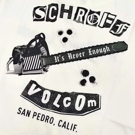VOLCOM ボルコム Tシャツ 半袖 アイボリー メンズ　SCHROFF X VOLCOM CHAINSHAW SHORT SLEEVE TEE (OFF WHITE)