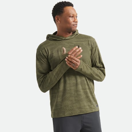 BRIXTON BOWERY 長袖 サンフーディー 日除け ブリクストン　JOURNEY L/S SUN HOODIE (OLIVE TIGER CAMO)