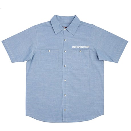 INDEPENDENT SKATEBOARD  シャツ 半袖 インディペンデント ブルー　Groundwork Mens Independent Work Shirt （Denim Chambray）