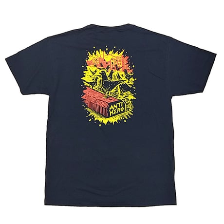 SALE ANTIHERO SKATEBOARDS Tシャツ アンタイヒーロー ネイビー 半袖　CURB PIGEON SAM DAVIDSON POCKET TEE (NAVY)